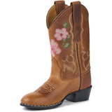 COPENHAGEN COLORS Cognac Leather Limited Cowboy Støvler High - Brown Flower