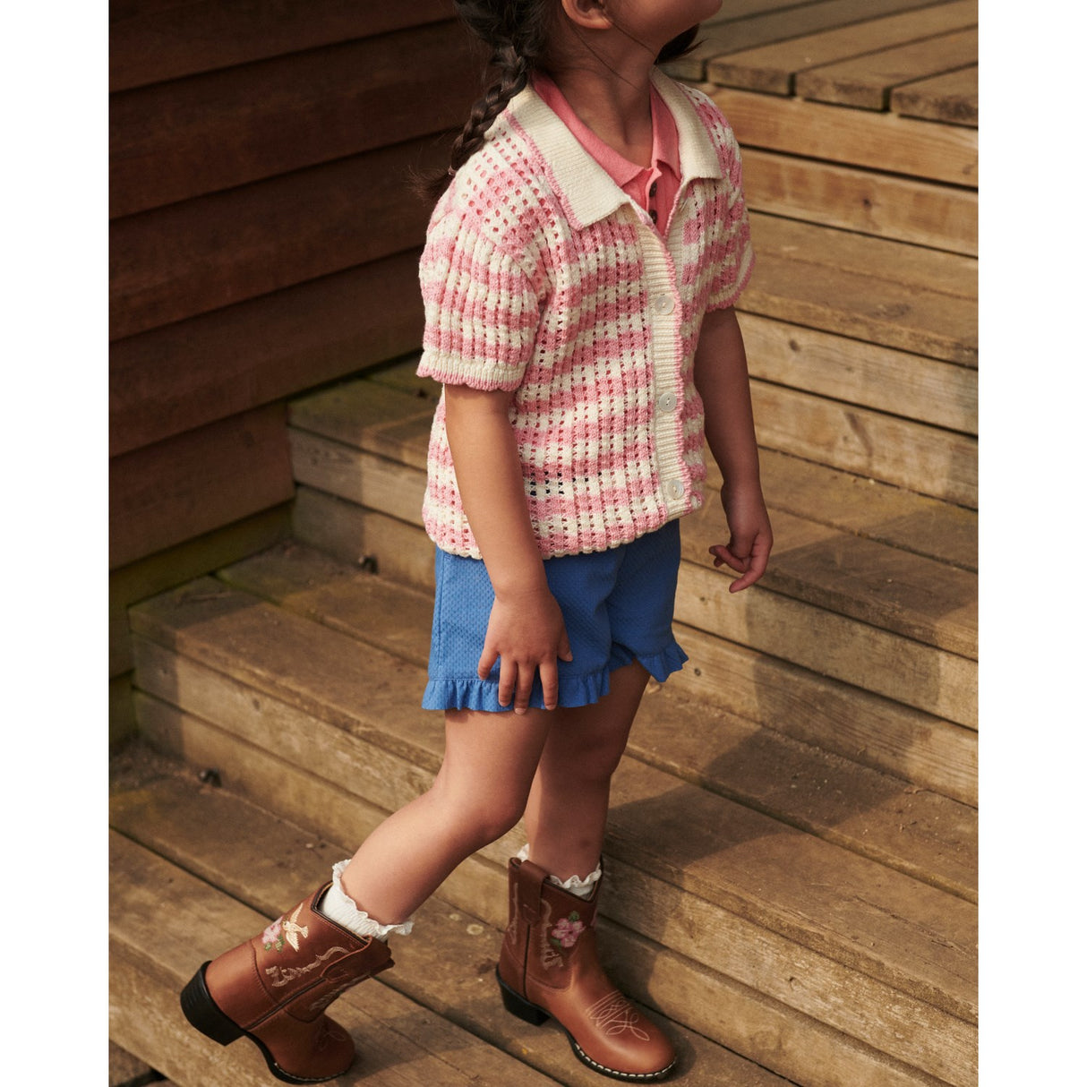 COPENHAGEN COLORS Cognac Leather Limited Cowboy Støvler Low - Brown Flower