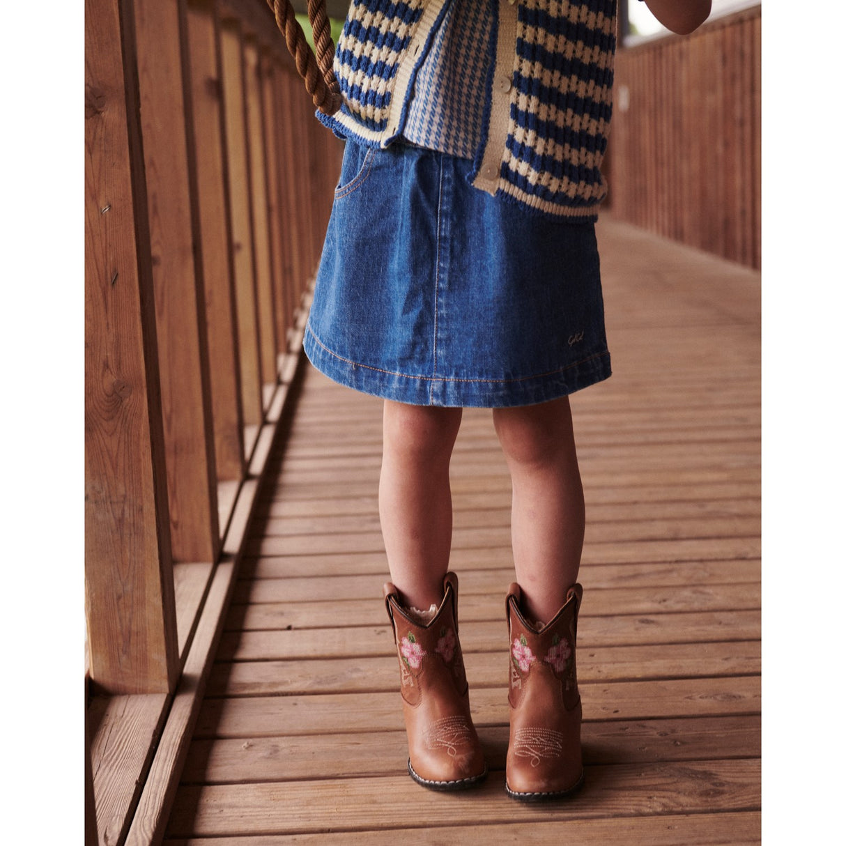 COPENHAGEN COLORS Cognac Leather Limited Cowboy Støvler Low - Brown Flower