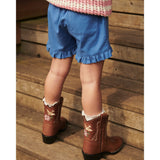 COPENHAGEN COLORS Cognac Leather Limited Cowboy Støvler Low - Brown Flower