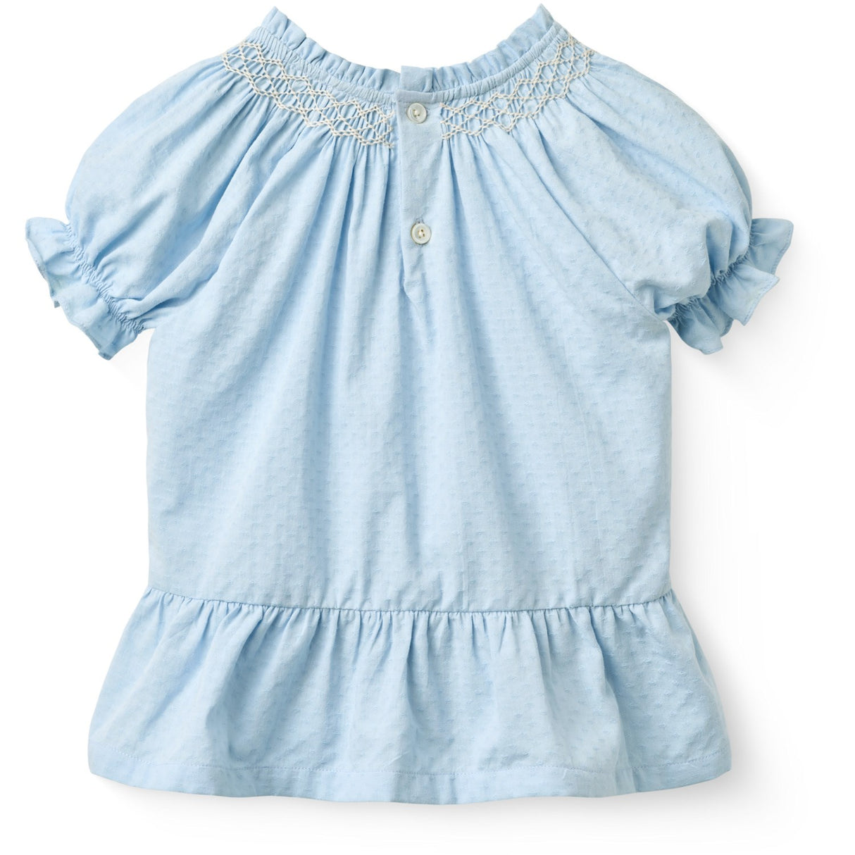 COPENHAGEN COLORS Lt. Blue Comb. Bluse W. Smock W. Emb.