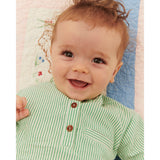 COPENHAGEN COLORS Sharp Green W Cream Stripe Seersucker Baby Sett