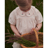 COPENHAGEN COLORS Dusty Rose W Cream Stripe Seersucker Bluse W. Halsbånd