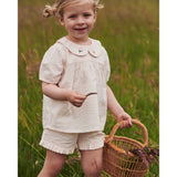 COPENHAGEN COLORS Dusty Rose W Cream Stripe Seersucker Bluse W. Halsbånd