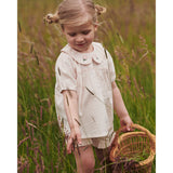 COPENHAGEN COLORS Dusty Rose W Cream Stripe Seersucker Bluse W. Halsbånd