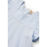 COPENHAGEN COLORS Sky Blue W Cream Stripe W Ocean Blue Seersucker Kjole W. Frill Ermer