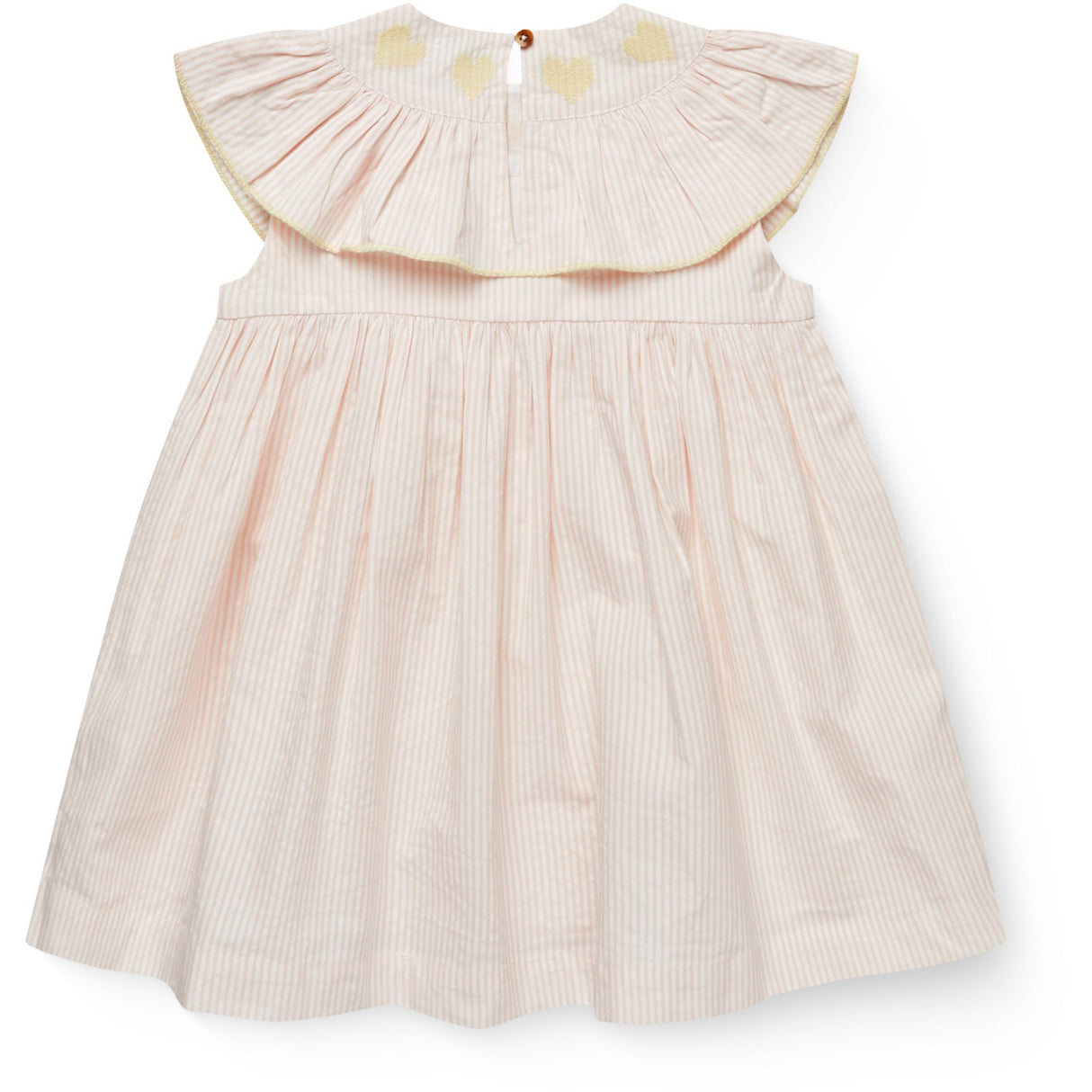 COPENHAGEN COLORS Dusty Rose W Cream Stripe W Yellow Seersucker Kjole W. Heart