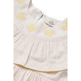 COPENHAGEN COLORS Dusty Rose W Cream Stripe W Yellow Seersucker Kjole W. Heart