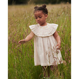 COPENHAGEN COLORS Dusty Rose W Cream Stripe W Yellow Seersucker Kjole W. Heart