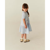 COPENHAGEN COLORS Sky Blue W Cream Stripe Seersucker Kjole W. Pockets