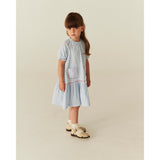 COPENHAGEN COLORS Sky Blue W Cream Stripe Seersucker Kjole W. Pockets