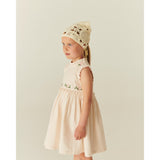 COPENHAGEN COLORS Dusty Rose W Cream Stripe Seersucker Kjole W. Ruffles Og Emb.