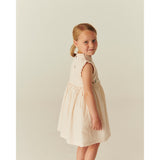 COPENHAGEN COLORS Dusty Rose W Cream Stripe Seersucker Kjole W. Ruffles Og Emb.