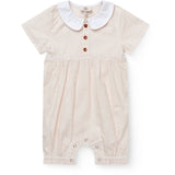 COPENHAGEN COLORS Dusty Rose W Cream Stripe Seersucker Romper W. Halsbånd
