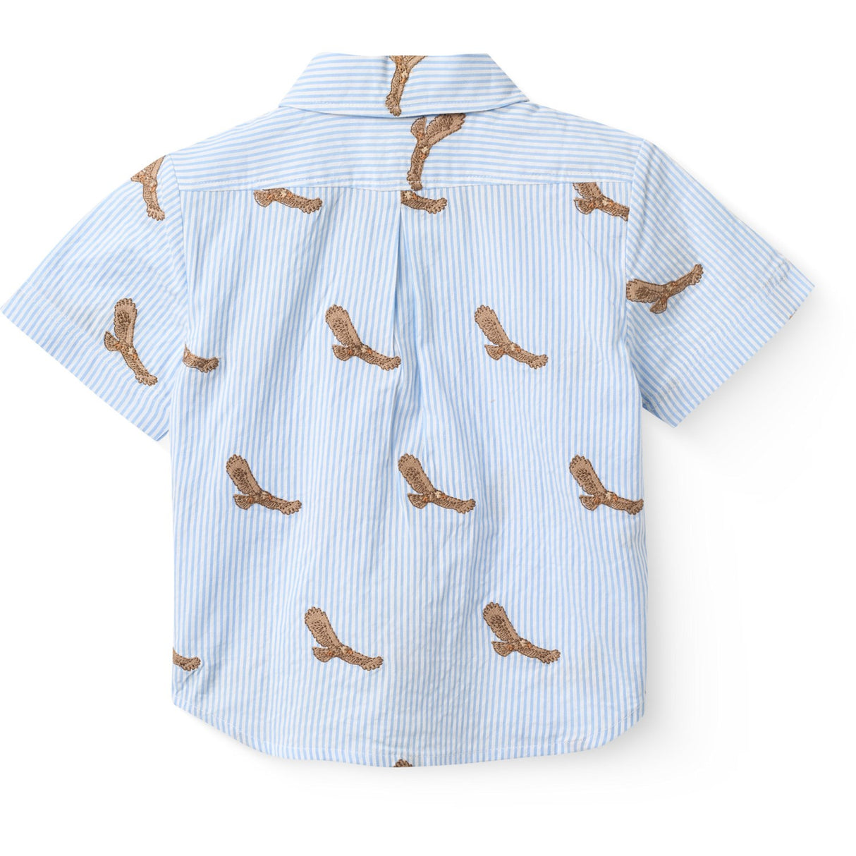 COPENHAGEN COLORS Sky Blue W Cream Stripe Seersucker Skjorte W. Emb