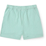 COPENHAGEN COLORS Sharp Green W Cream Stripe Seersucker Shorts Sporty