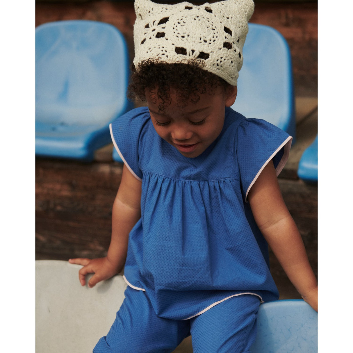 COPENHAGEN COLORS Ocean Blue Comb. Bluse W. Contrast Piping