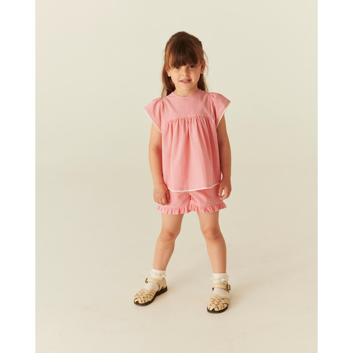 COPENHAGEN COLORS Pink Comb. Bluse W. Contrast Piping