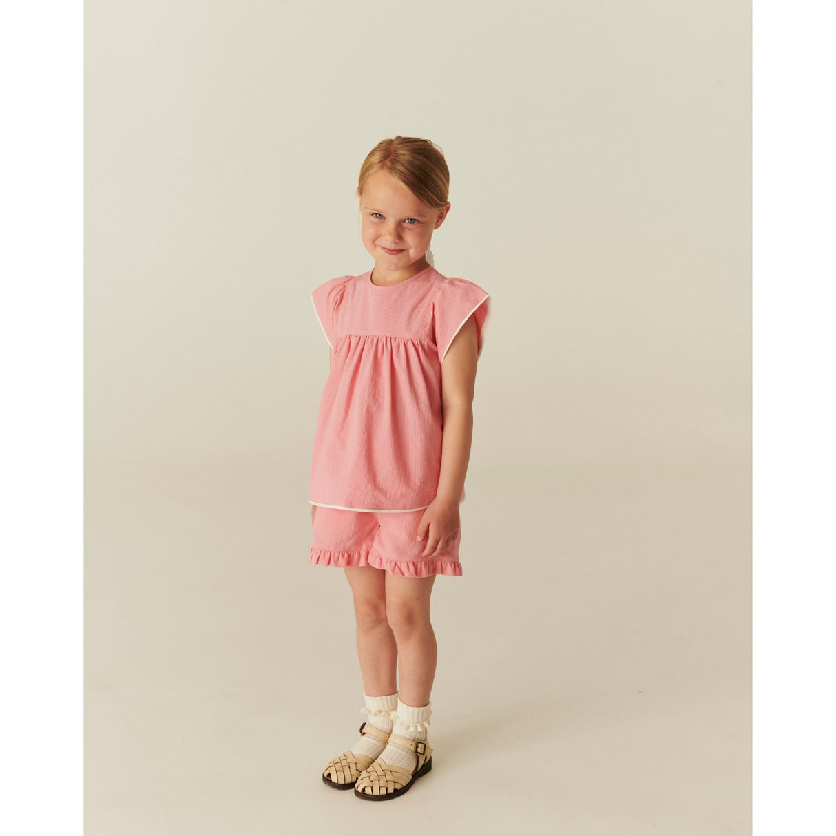 COPENHAGEN COLORS Pink Comb. Bluse W. Contrast Piping