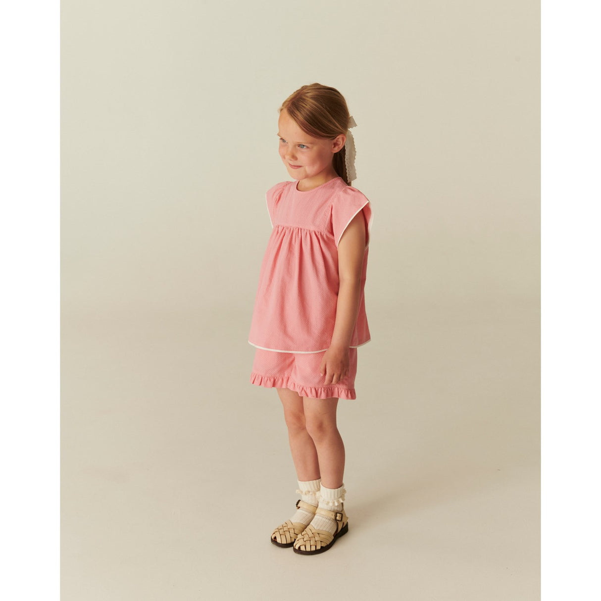 COPENHAGEN COLORS Pink Comb. Bluse W. Contrast Piping