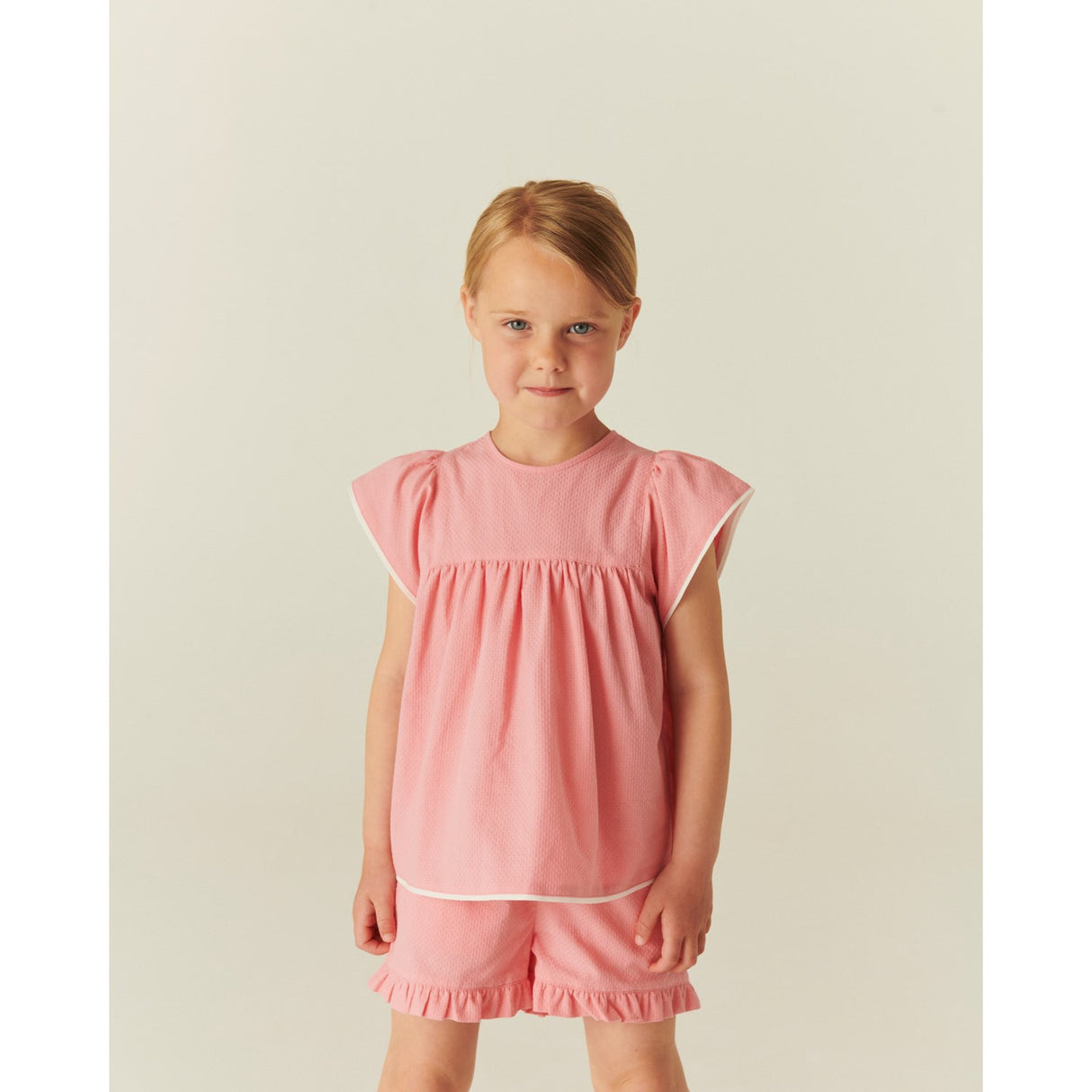 COPENHAGEN COLORS Pink Comb. Bluse W. Contrast Piping