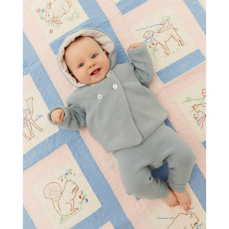 COPENHAGEN COLORS Dusty Blue W Cream Bomull Baby Jakke W. Hette