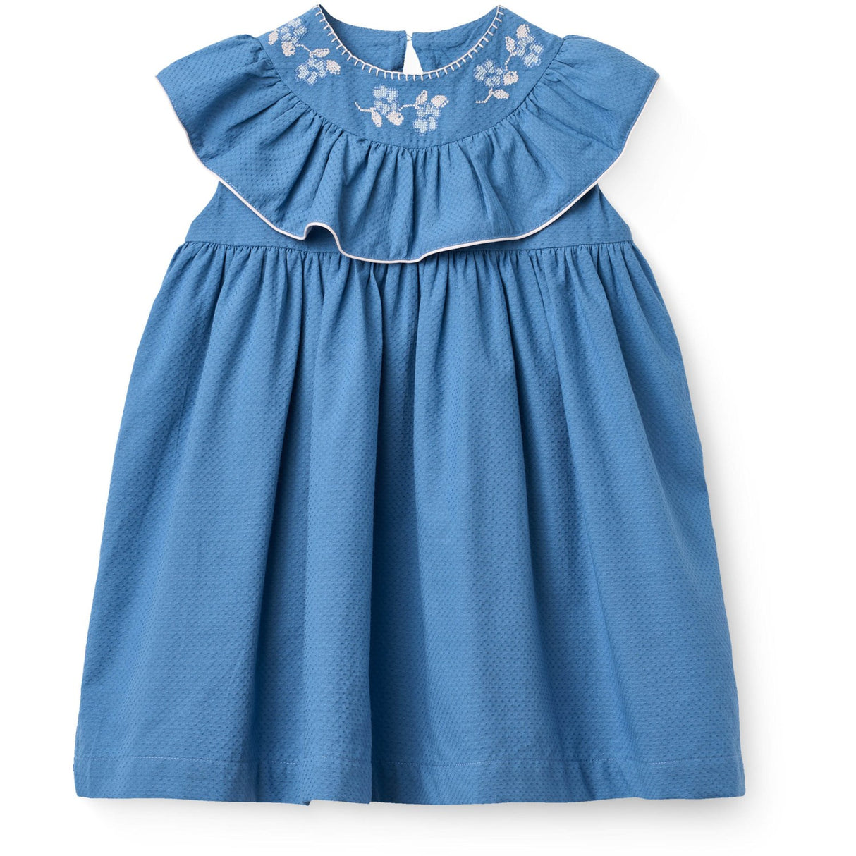 COPENHAGEN COLORS Ocean Blue Comb. Frill Kjole W. Deco Edge