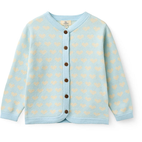 COPENHAGEN COLORS Ice Blue Comb Heart Cardigan W. Crochet Edge
