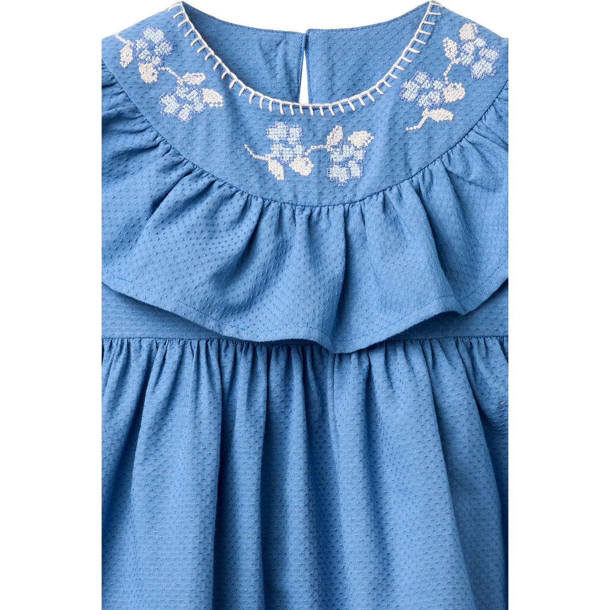 COPENHAGEN COLORS Ocean Blue Comb. Frill Kjole W. Deco Edge