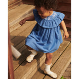 COPENHAGEN COLORS Ocean Blue Comb. Frill Kjole W. Deco Edge