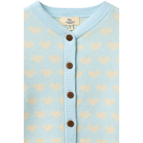 COPENHAGEN COLORS Ice Blue Comb Heart Cardigan W. Crochet Edge