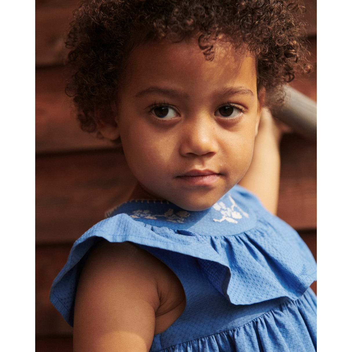 COPENHAGEN COLORS Ocean Blue Comb. Frill Kjole W. Deco Edge