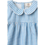 COPENHAGEN COLORS Blue Houndstooth Mini Houndstooth Bluse W. Halsbånd