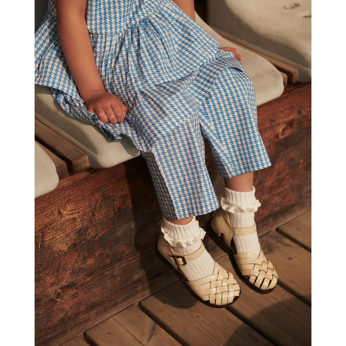 COPENHAGEN COLORS Blue Houndstooth Mini Houndstooth Bukser