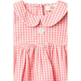 COPENHAGEN COLORS Pink Houndstooth Mini Houndstooth Ss Bluse W. Halsbånd