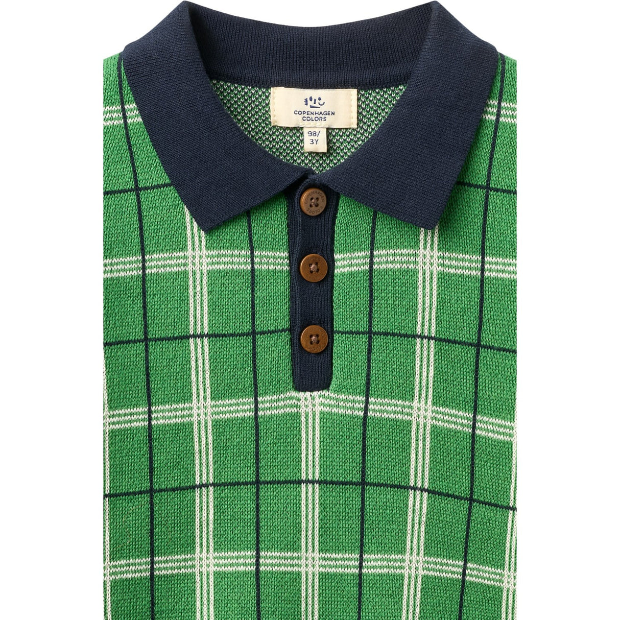 COPENHAGEN COLORS Green Comb. Strikket Checkered Polo