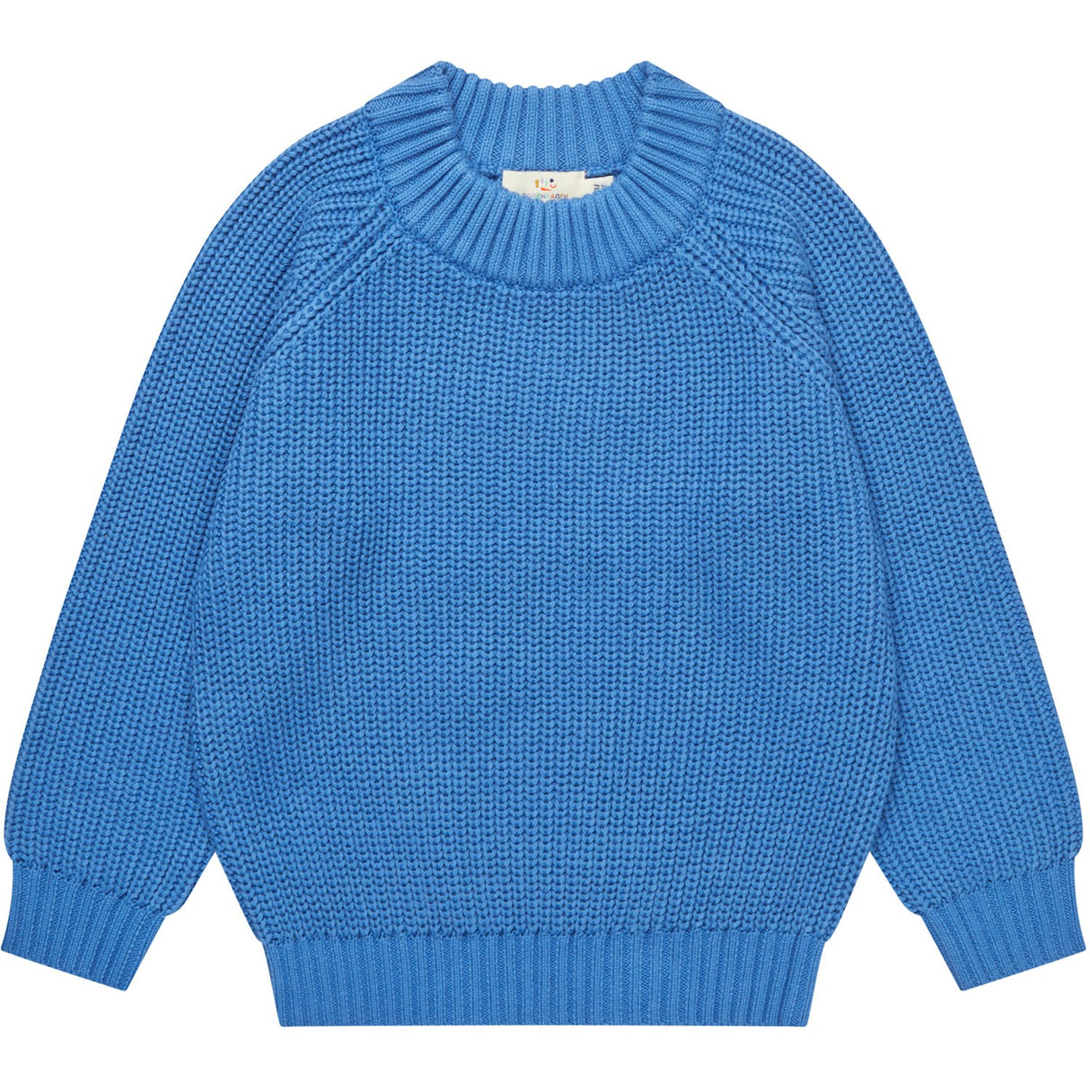 COPENHAGEN COLORS Sharp Blue Strikket Classic Rib Bluse