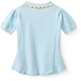 COPENHAGEN COLORS Ice Blue/Cream Comb. Strikket Peplum Bluse