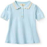 COPENHAGEN COLORS Ice Blue/Cream Comb. Strikket Peplum Bluse