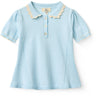 COPENHAGEN COLORS Ice Blue/Cream Comb. Strikket Peplum Bluse