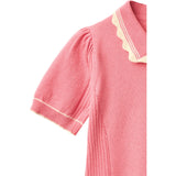 COPENHAGEN COLORS Pink Comb. Strikket Peplum Bluse