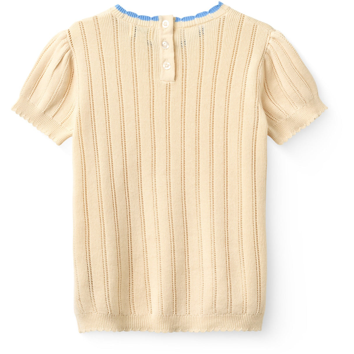 COPENHAGEN COLORS Cream Strikket Pointelle Ss Bluse