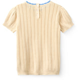 COPENHAGEN COLORS Cream Strikket Pointelle Ss Bluse