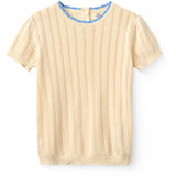 COPENHAGEN COLORS Cream Strikket Pointelle Ss Bluse
