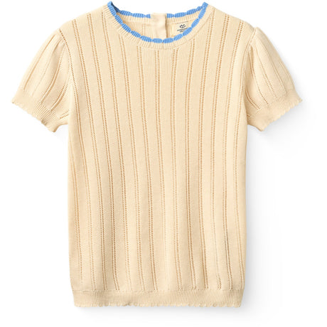 COPENHAGEN COLORS Cream Strikket Pointelle Ss Bluse