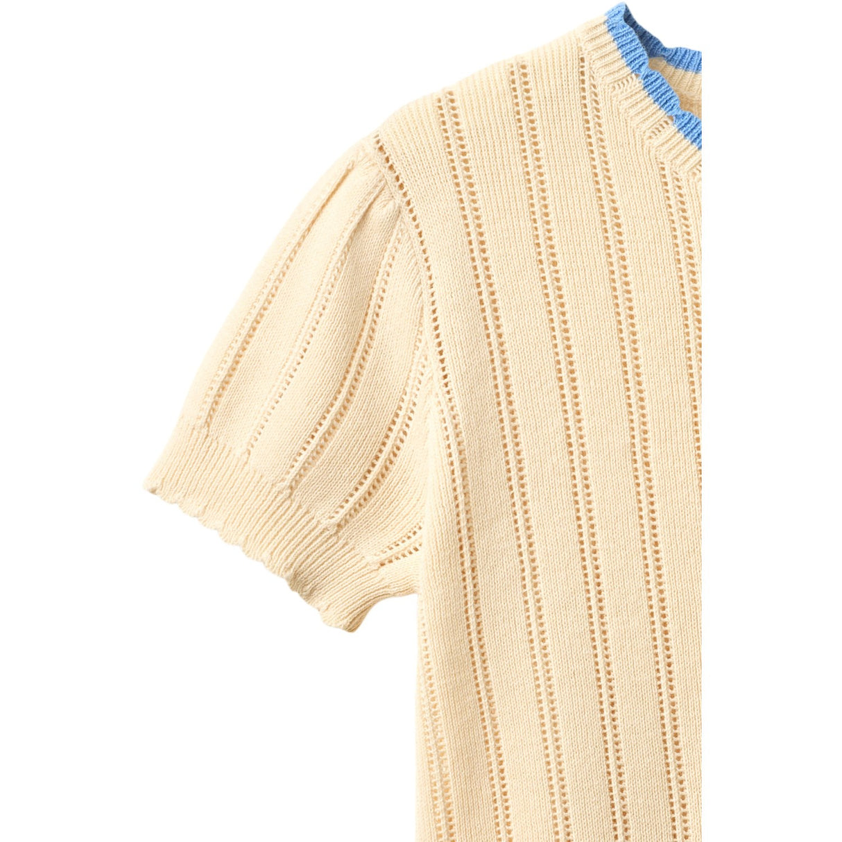 COPENHAGEN COLORS Cream Strikket Pointelle Ss Bluse