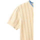 COPENHAGEN COLORS Cream Strikket Pointelle Ss Bluse