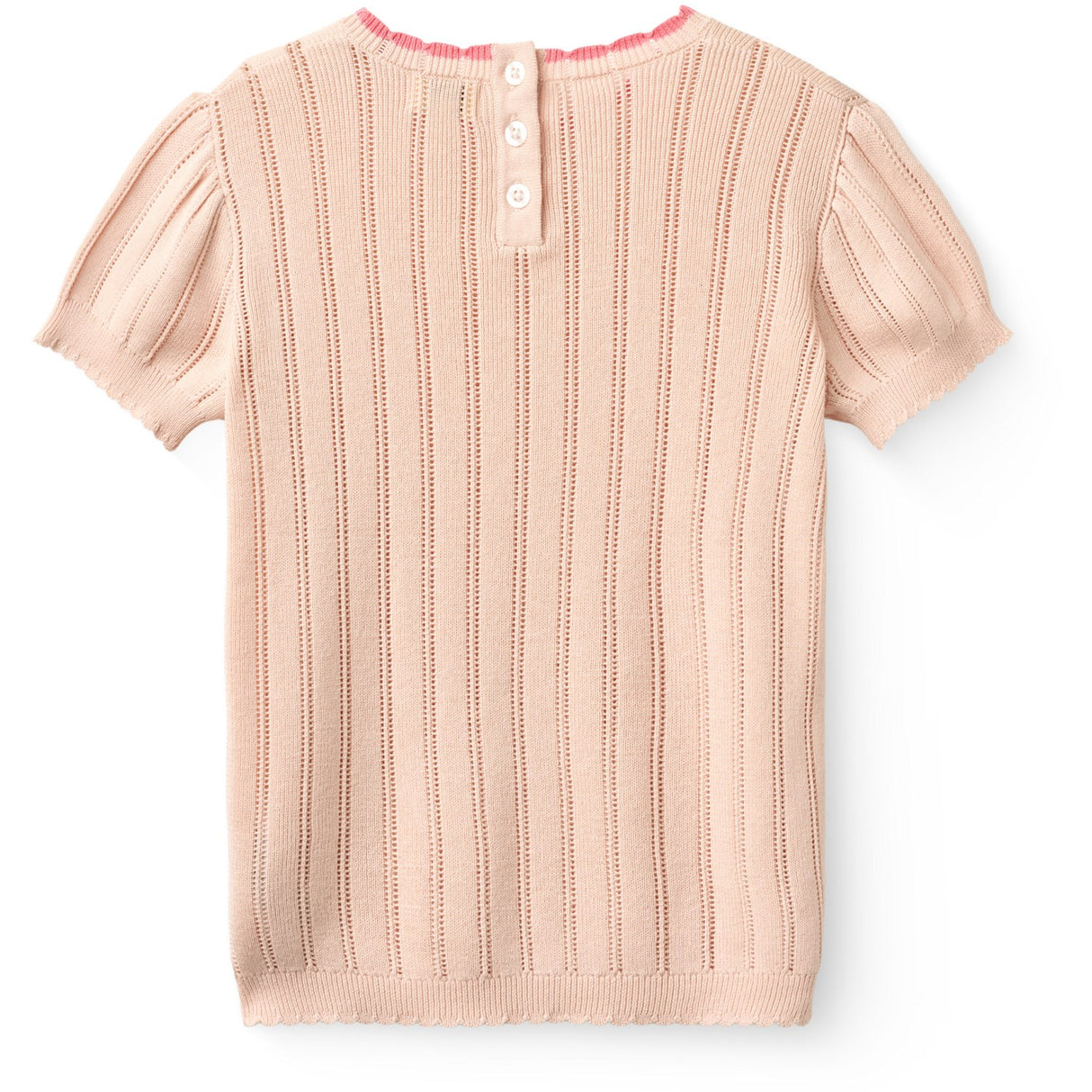 COPENHAGEN COLORS Dusty Rose Strikket Pointelle Ss Bluse