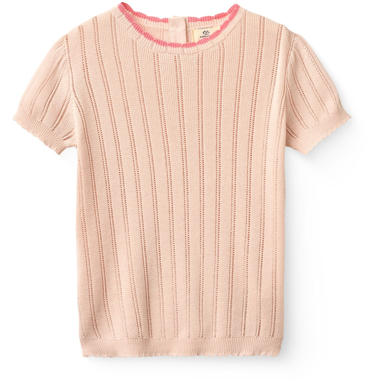COPENHAGEN COLORS Dusty Rose Strikket Pointelle Ss Bluse