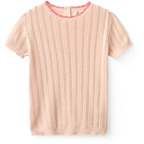 COPENHAGEN COLORS Dusty Rose Strikket Pointelle Ss Bluse